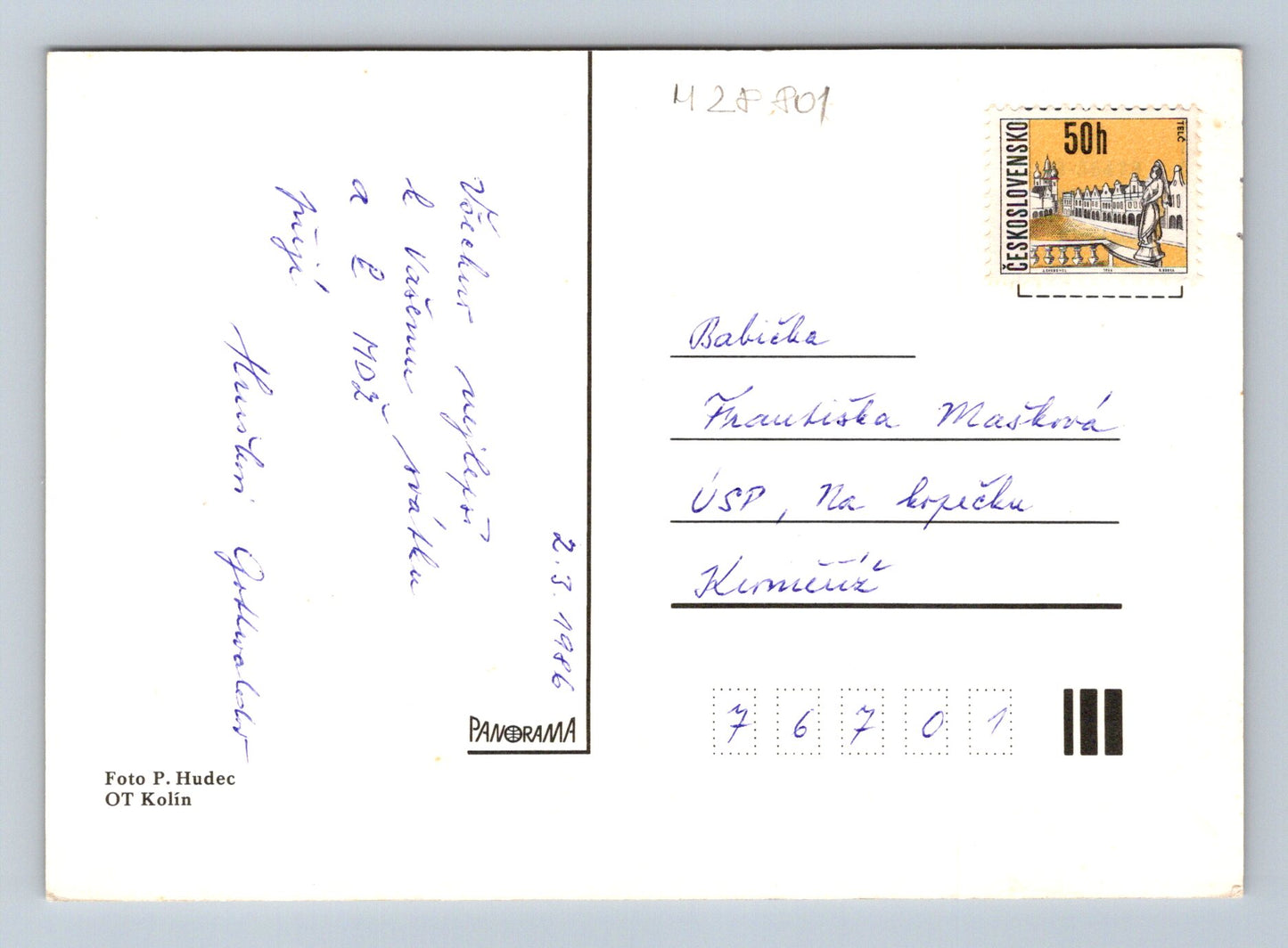 Pohlednice Srdečné přání červená růže 1986 (M28801)