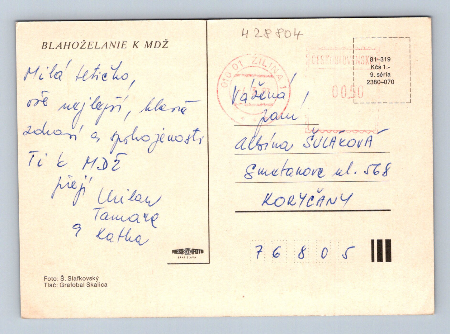 Pohlednice Slovensko MDŽ lilie Žilina 1966 (M28804)