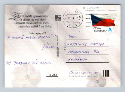 Pohlednice Srdečné přání květiny hortenzie 2017 (M28805)