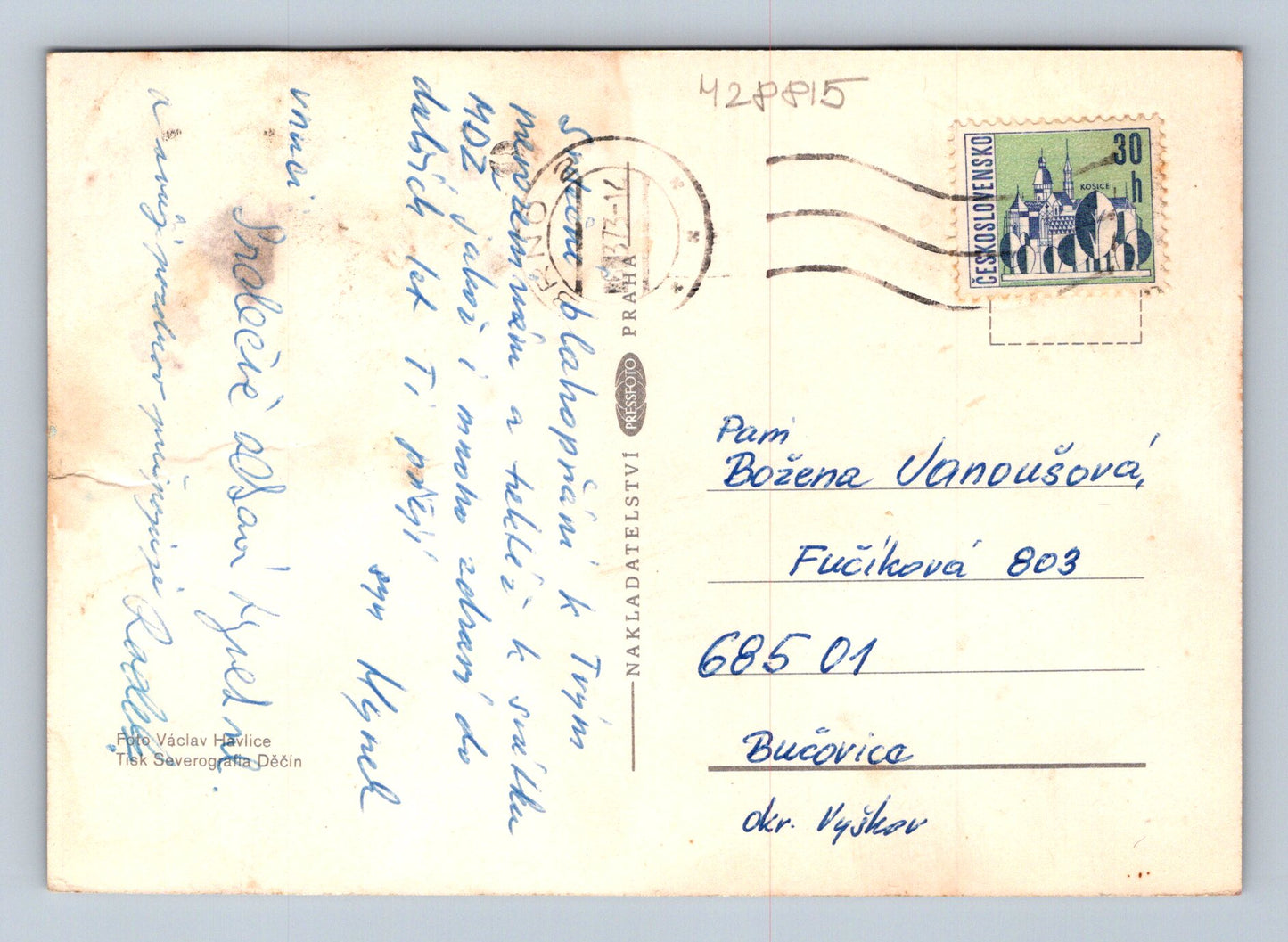 Pohlednice Květiny karafiáty 1972 (M28815)