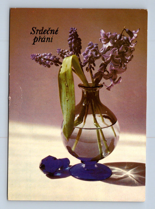 Pohlednice Brno hyacinty ve váze Srdečné přání 1984 (M28825)