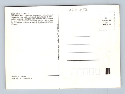 Pohlednice znamení zvěrokruhu Ryby 1981 (M28837)