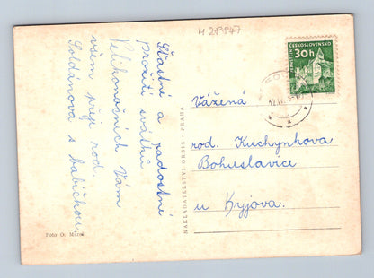 Pohlednice SRDEČNÉ PŘÁNÍ květina 1953 (M28847)