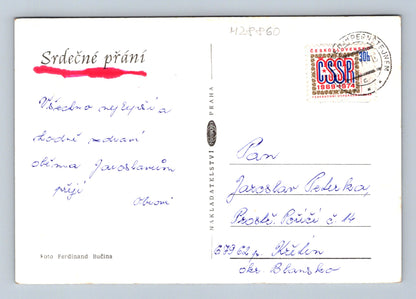 Pohlednice kytice růže a konvalinek 1969 (M28860)