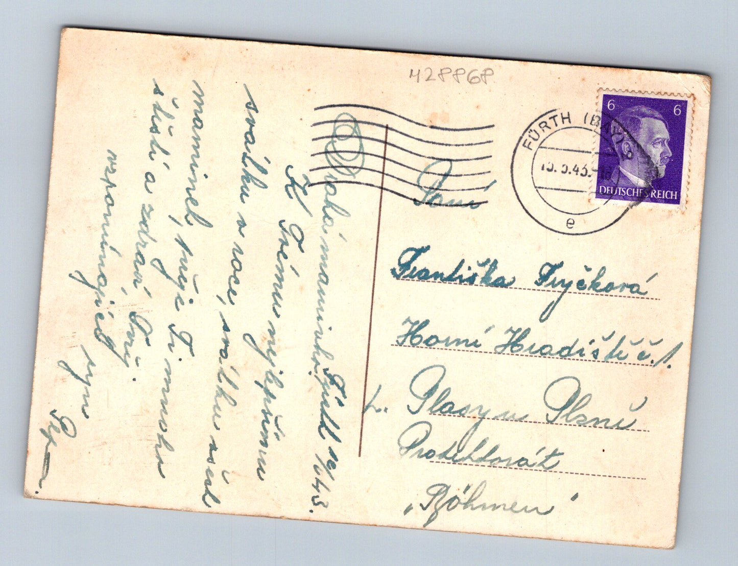 Pohlednice Německo Květiny víno 1943 (M28868)