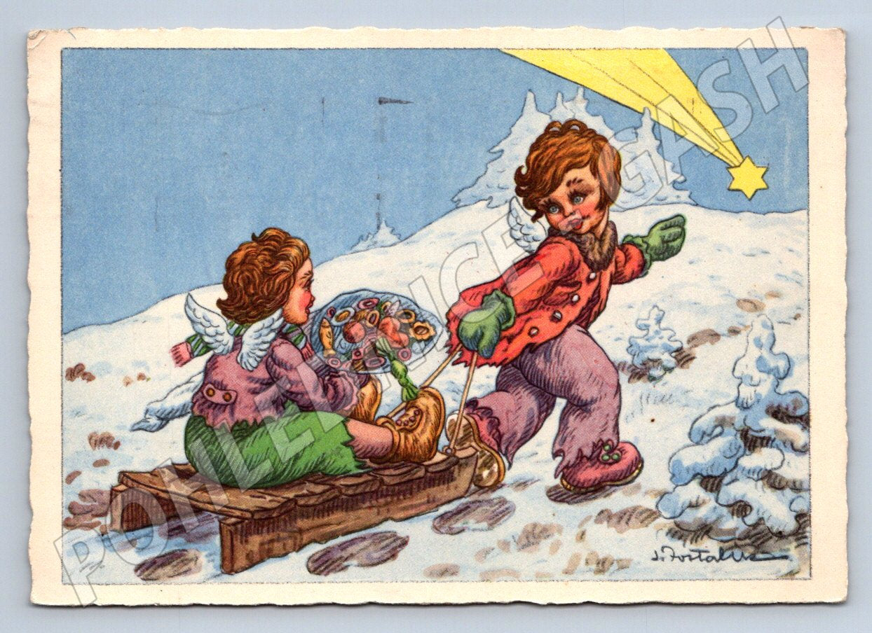 Postcard angels Czechoslovakia 1950 (M2887)