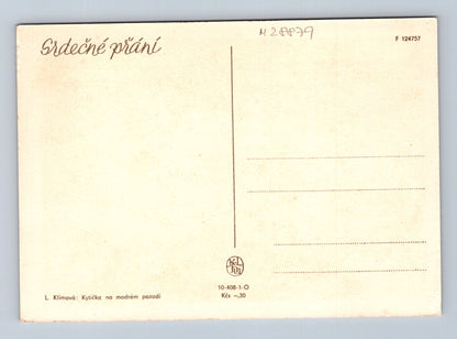 Pohlednice Kytice na modrém pozadí L. Klímová (M28879)