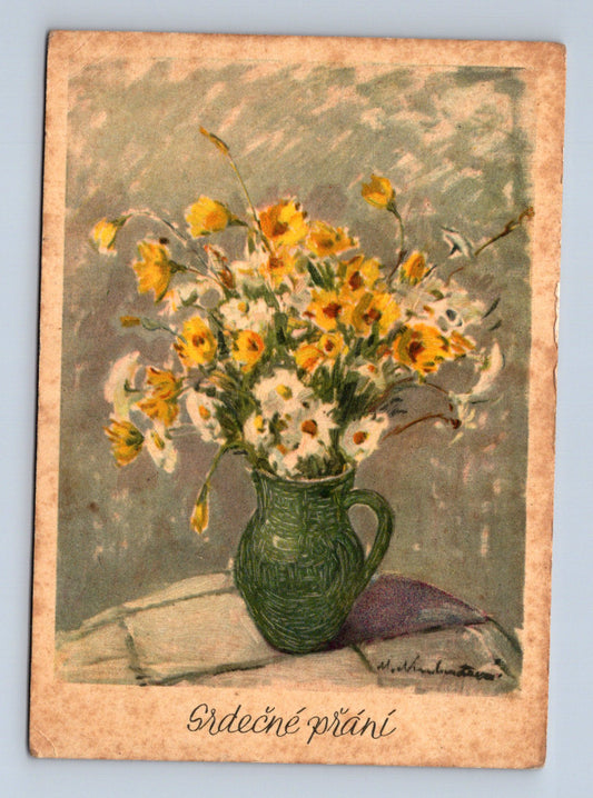 Pohlednice Srdečné přání, kytice květin 1941 (M28884)