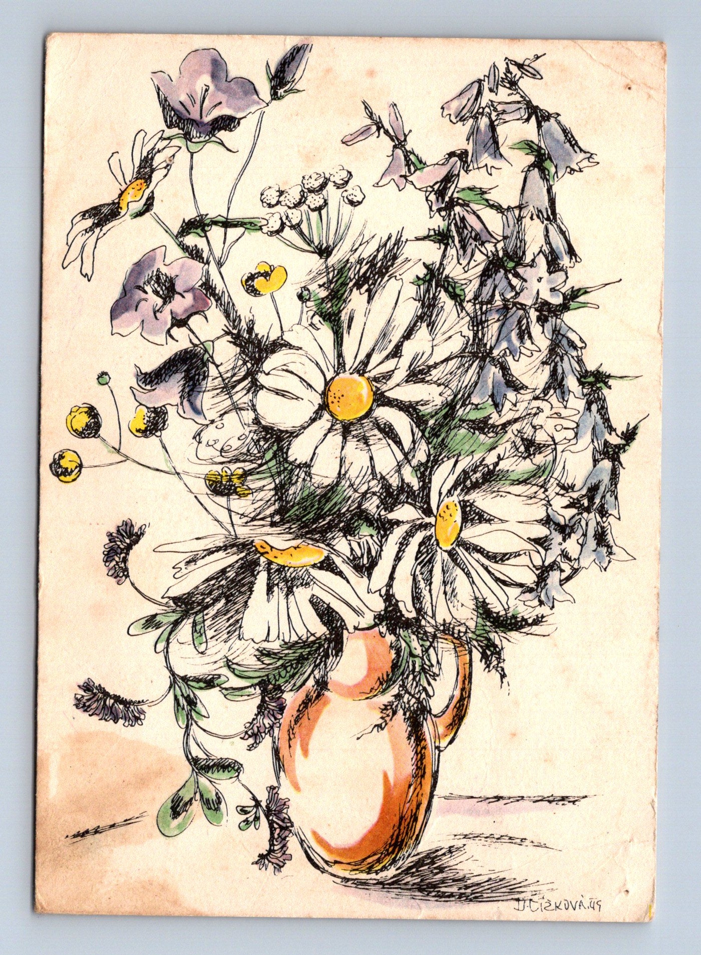 Pohlednice Kytice květin D. Čížková 1949 (M28886)