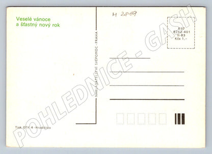 Postcard children by the tree and candles 1983 (M2889)