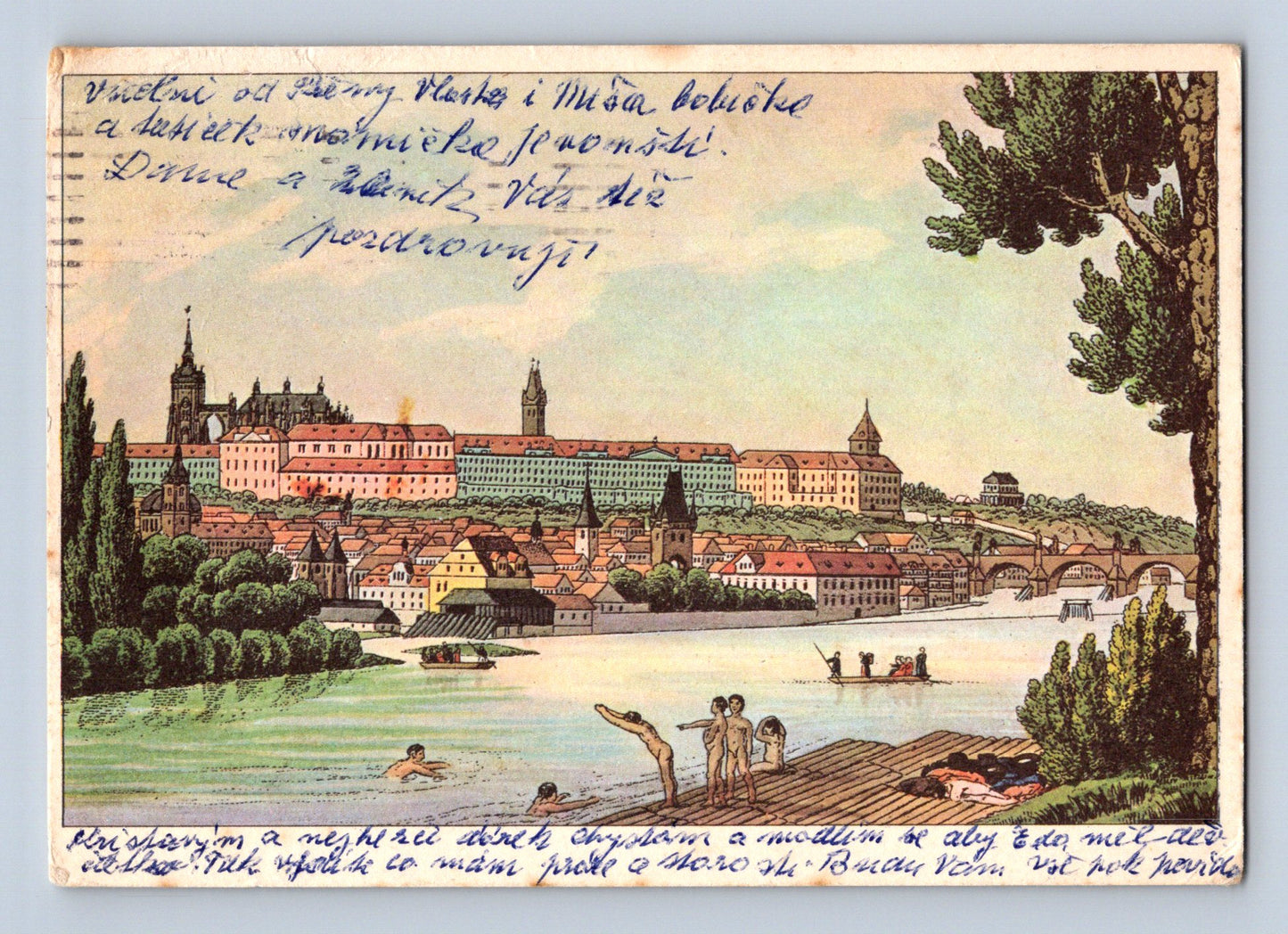 Pohlednice Praha řeka plavci 1972 (M28895)
