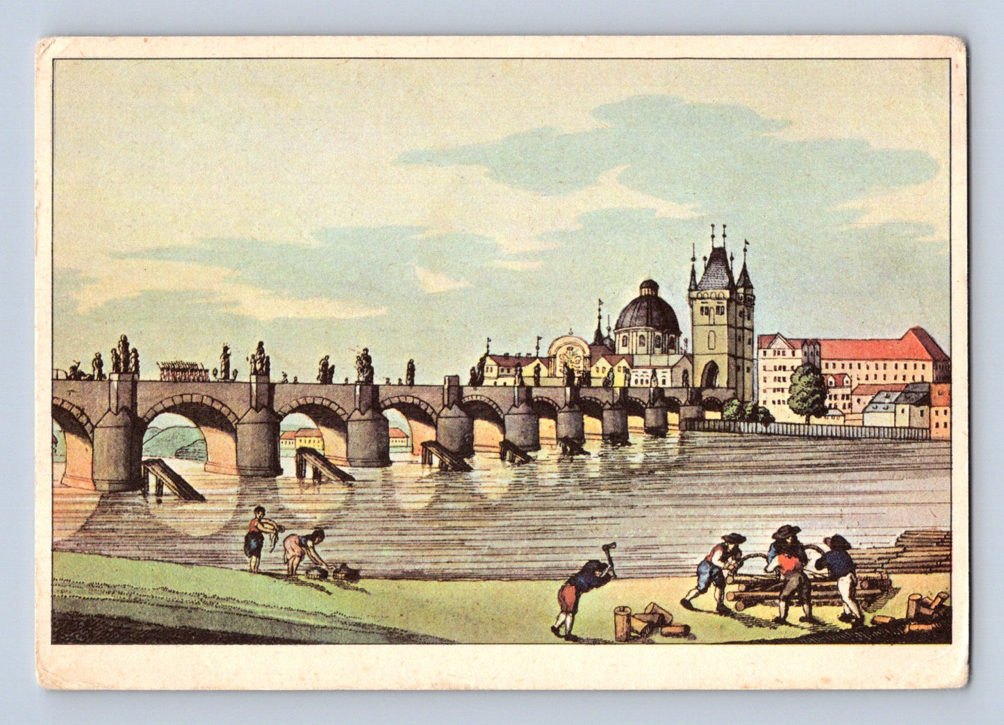 Pohlednice Praha Karlův most dle mědirytu 1818 (M28897)