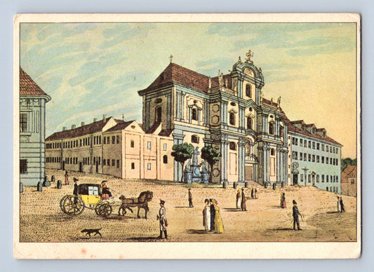 Pohlednice Praha Klášter Voršilek kolorovaný mědiryt 1818 (M28900)