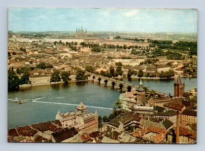 Pohlednice Praha letecký pohled na Karlův most a Hrad (M28905)
