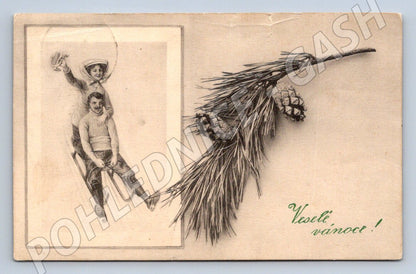 Postcard Christmas Austrian stamp Franz Joseph I (M2891)