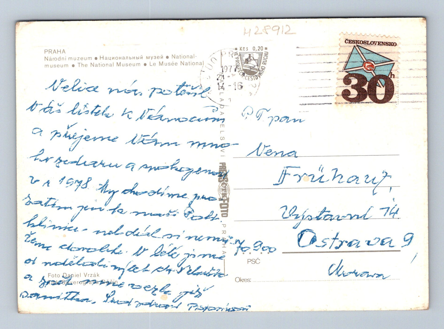 Pohlednice Praha Národní muzeum Václavské náměstí 1974 (M28912)