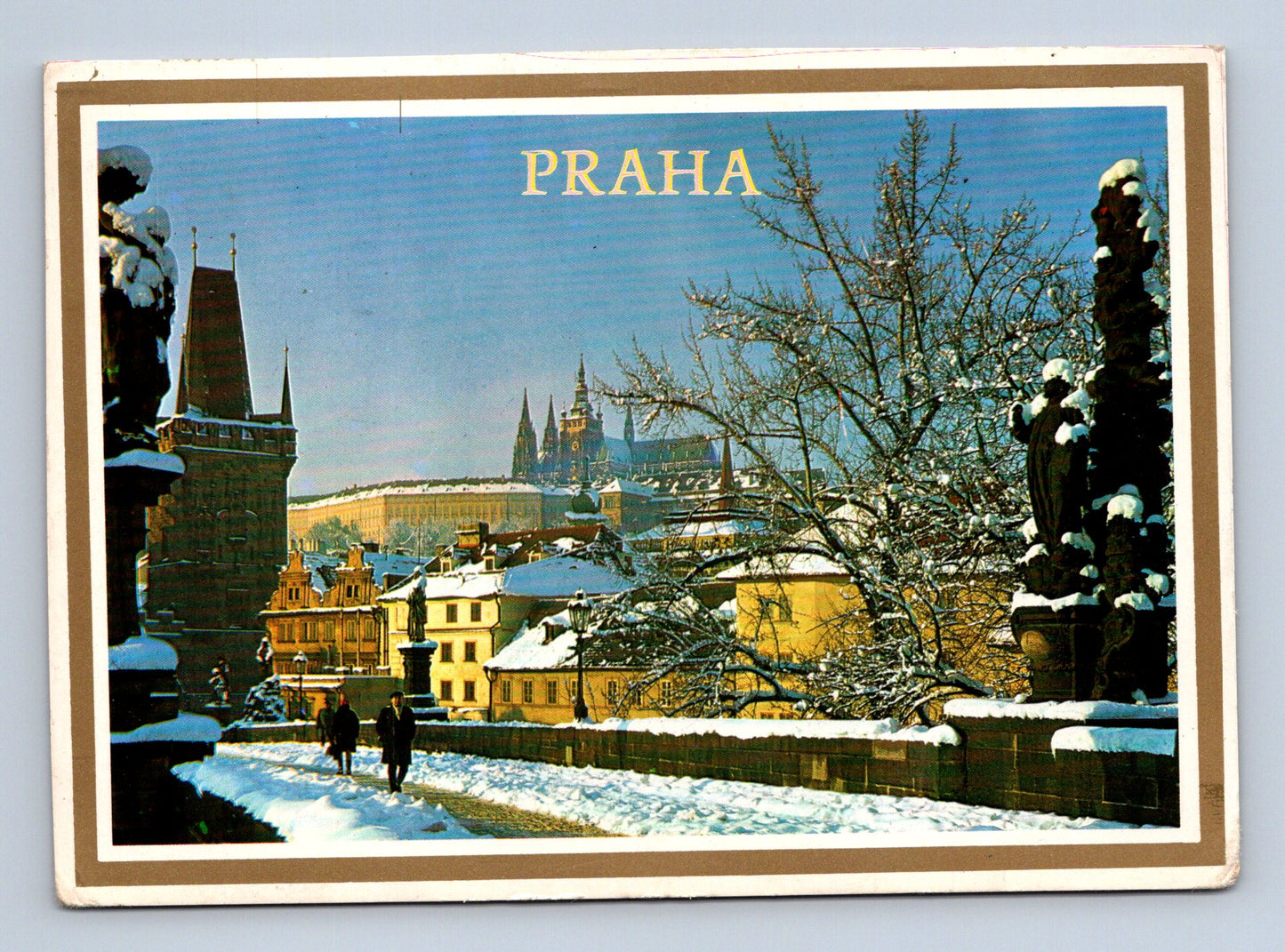 Pohlednice Praha Karlův most Hradčany zima 1970 (M28915)