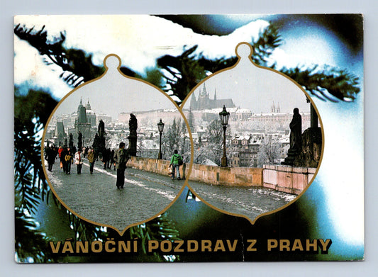 Pohlednice Praha Karlův most Hrad Vánoční pozdrav (M28921)