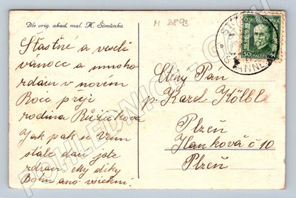 Postcard K Šimůnek Christmas painting (M2893)