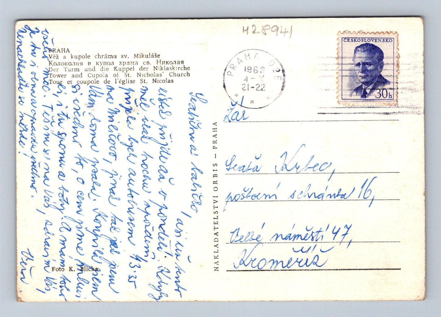 Pohlednice Praha kostel sv. Mikuláše 1963 (M28941)