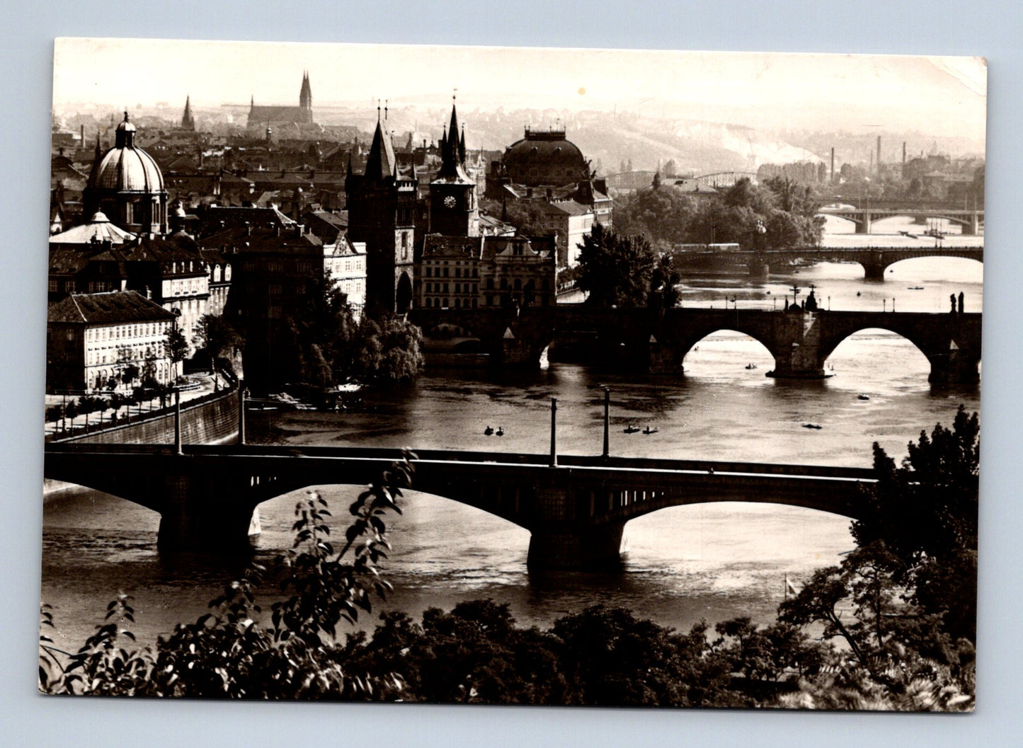 Pohlednice Praha Vltava mosty panorama 1968 (M28942)