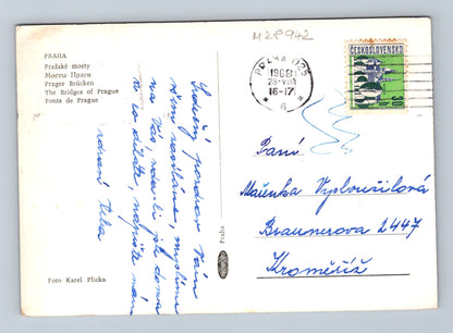 Pohlednice Praha Vltava mosty panorama 1968 (M28942)