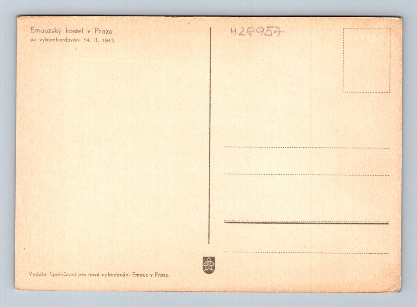 Pohlednice Praha Emauzský kostel po bombardování 1945 (M28957)
