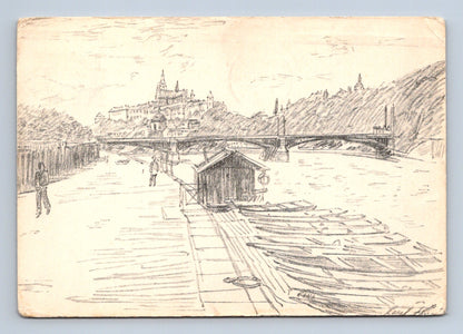Pohlednice Praha Nábřeží na Františku Karel Holan 1955 (M28962)