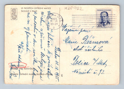 Pohlednice Praha Nábřeží na Františku Karel Holan 1955 (M28962)