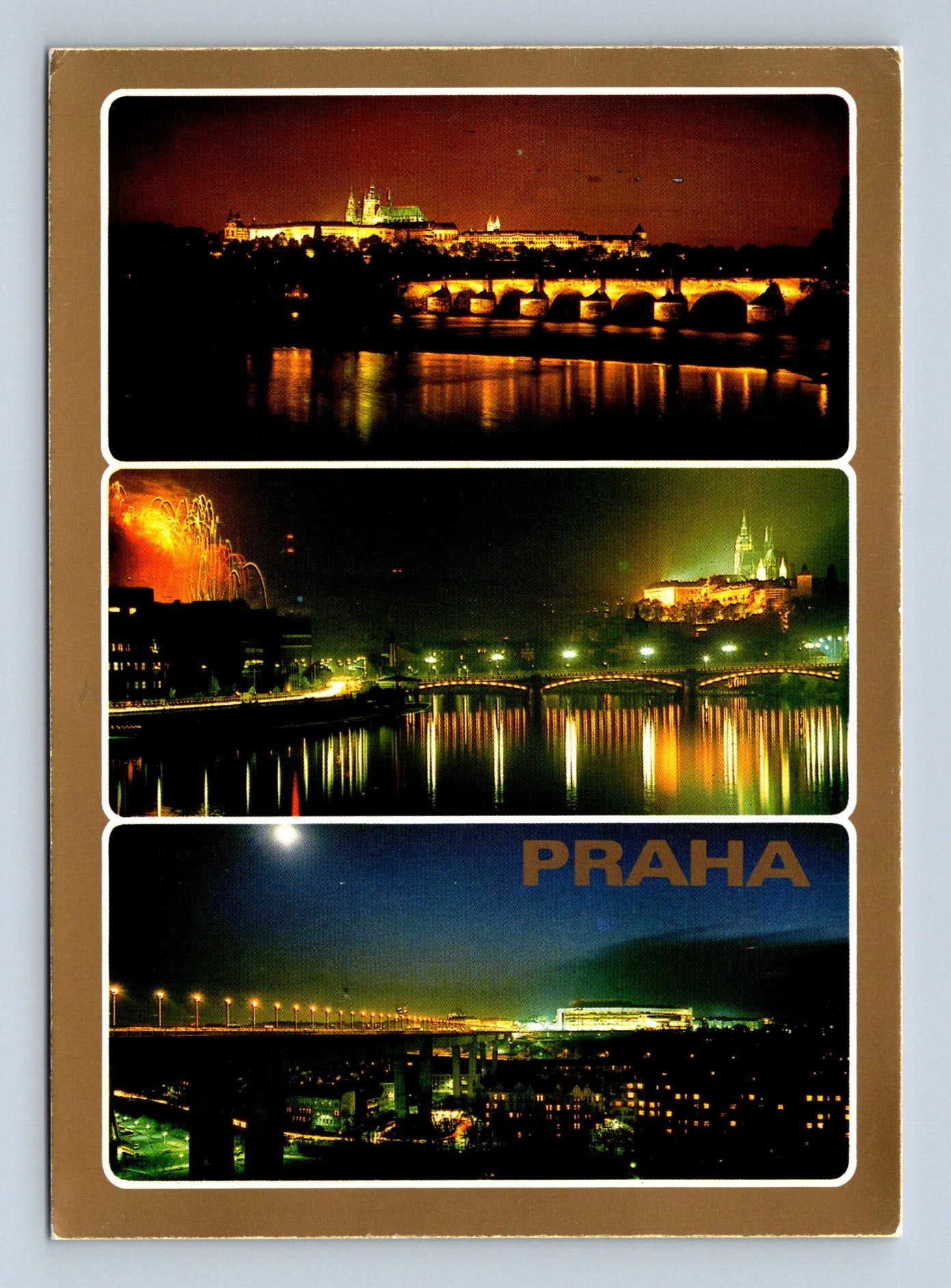 Pohlednice Praha noční pohledy Vltava 1988 (M28965)