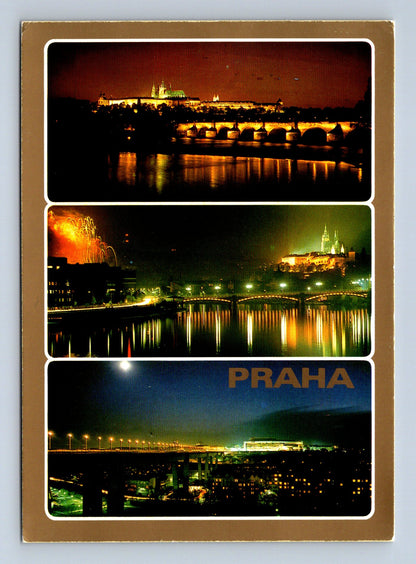 Pohlednice Praha noční pohledy Vltava 1988 (M28965)