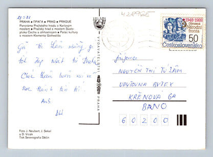 Pohlednice Praha noční pohledy Vltava 1988 (M28965)