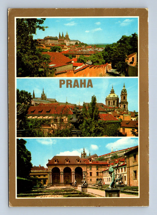 Pohlednice Praha panorama Hrad, Petřín, zahrady (M28971)