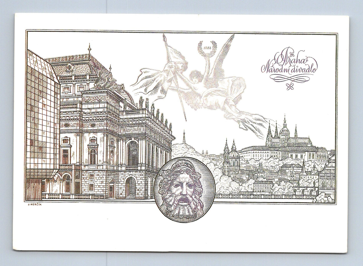 Pohlednice Praha Národní divadlo Hradčany 1990 (M28977)