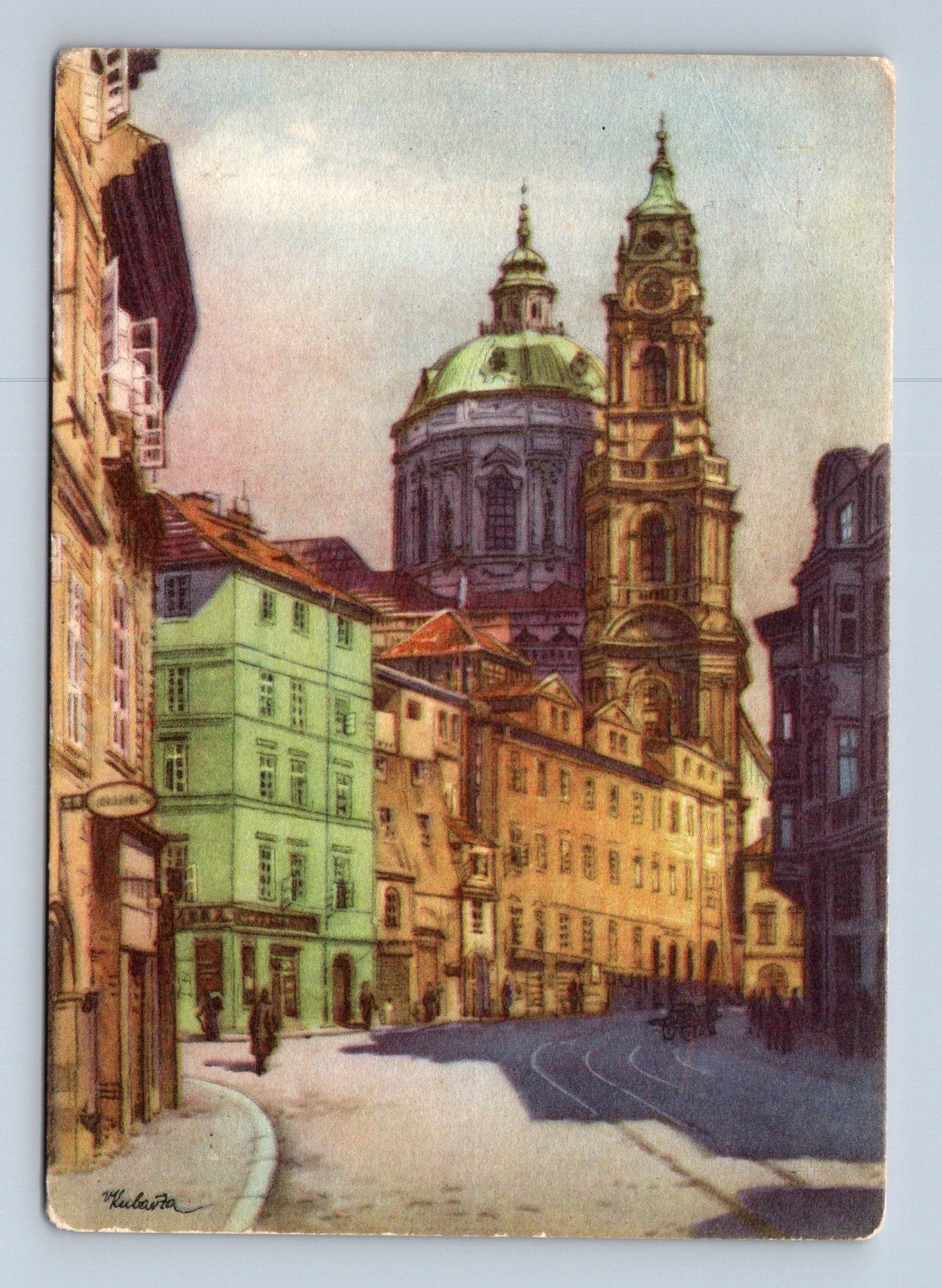 Pohlednice Praha Chrám sv. Mikuláše Vojtěch Kubašta 1951 (M28979)
