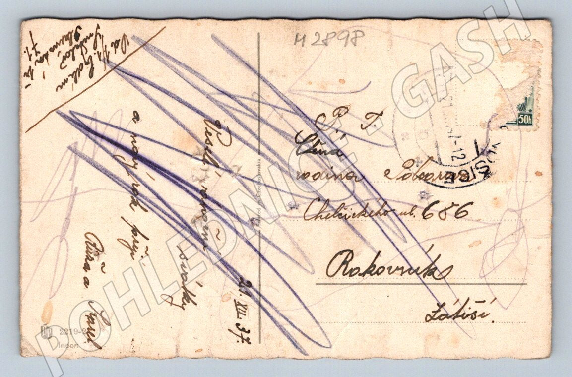 Postcard deer winter landscape Merry Christmas (M2898)