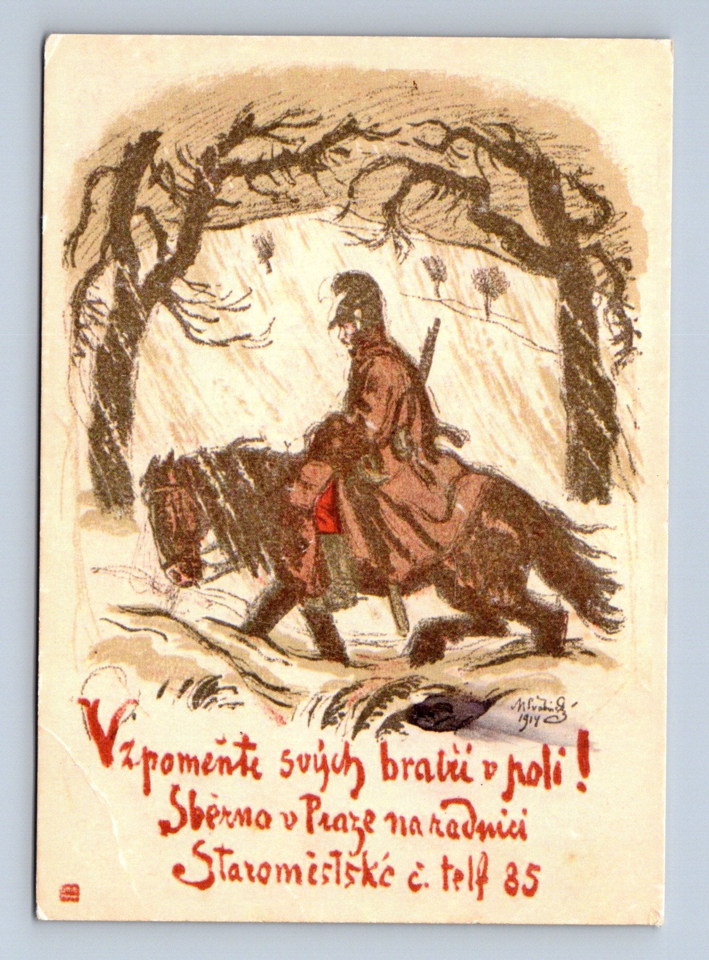 Pohlednice I. sv. válka Max Švabinský voják (M28981)