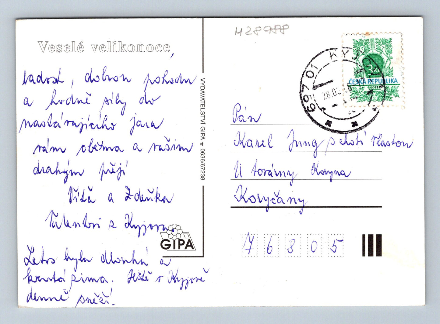 Pohlednice Velikonoční vajíčka 2001 (M28988)