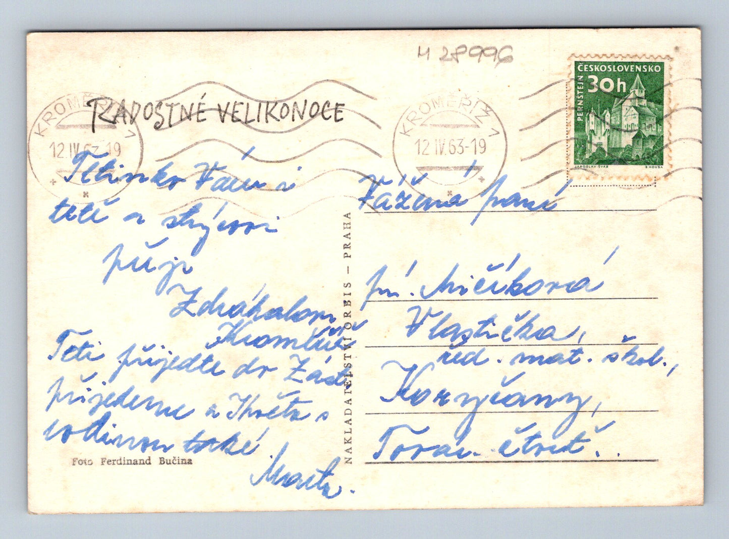 Pohlednice Velikonoce kočičky 1963 (M28996)