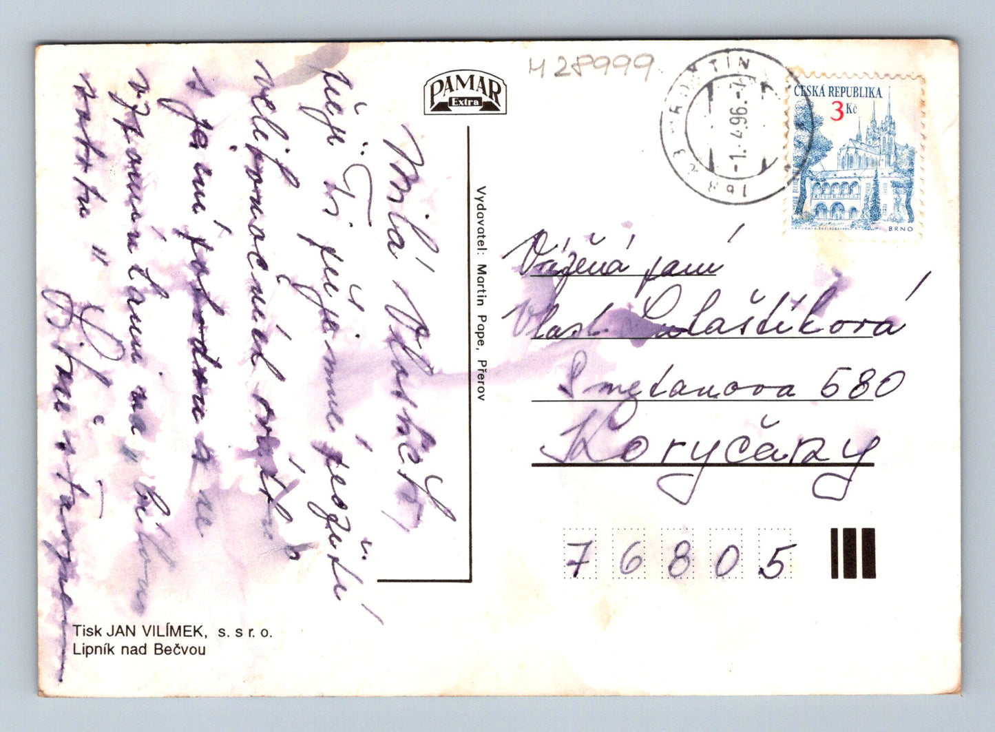 Pohlednice Velikonoce kuře z vejce 1997 (M28999)