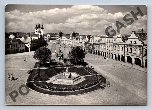 Pohlednice Telč – historické náměstí, černobílá (M290)