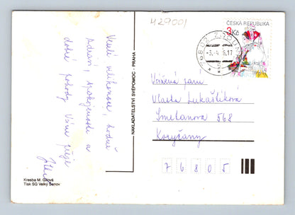 Pohlednice Velikonoční motiv kuřata a vejce 1987 (M29001)