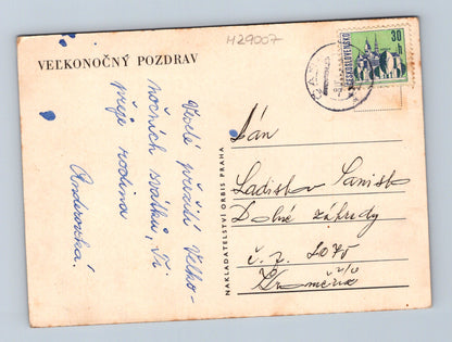 Pohlednice Velikonoční pozdrav kraslice a květiny (M29007)