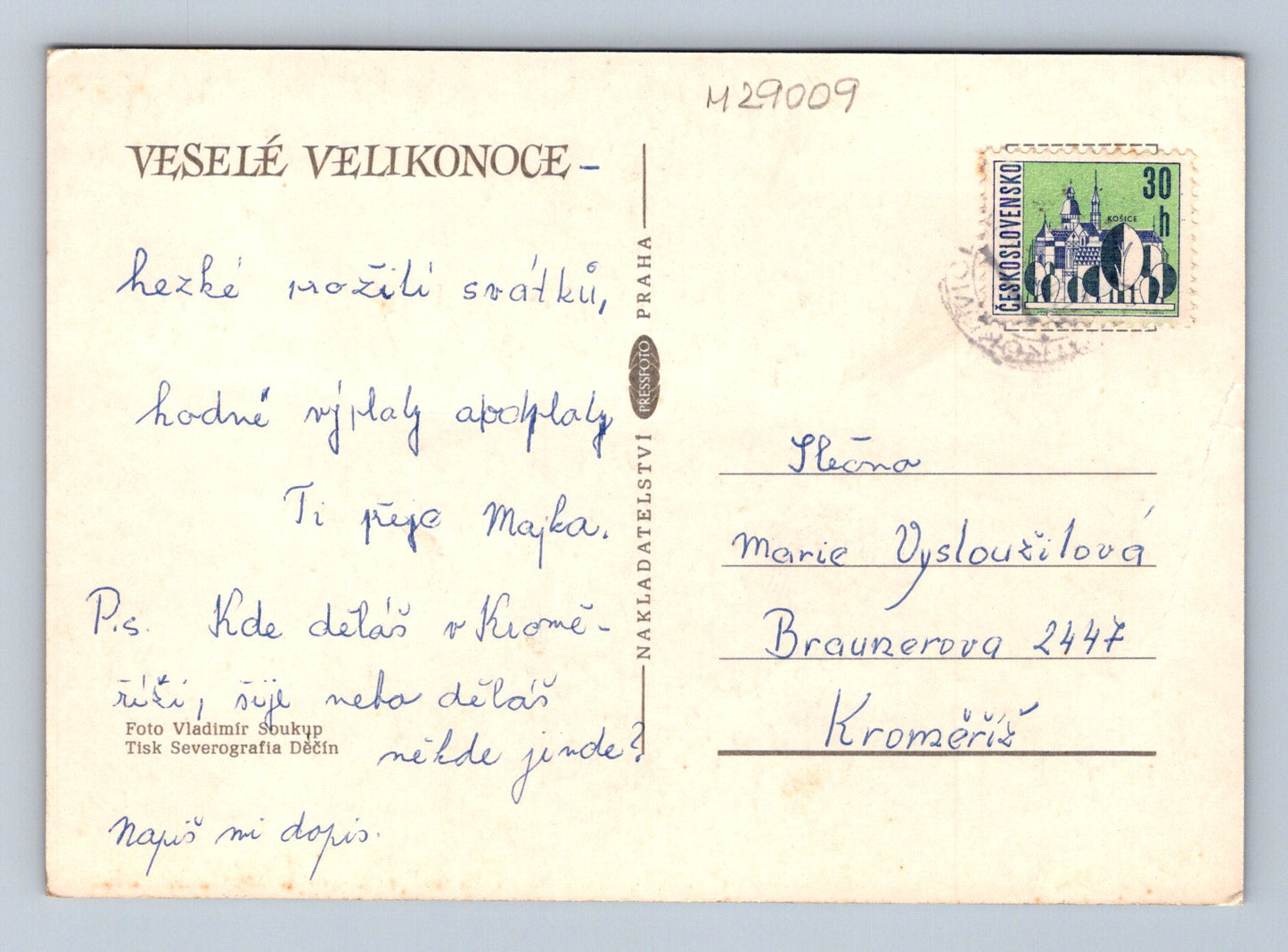 Pohlednice Velikonoce kočičky a kraslice (M29009)