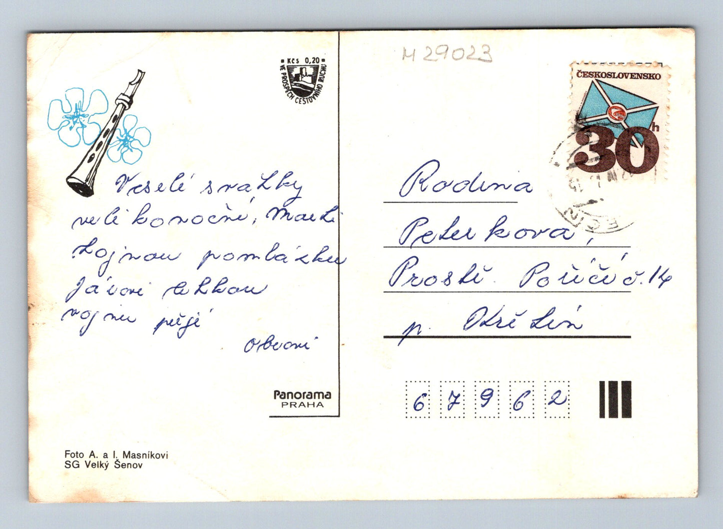 Pohlednice Velikonoce s vajíčky a džbánem (M29023)