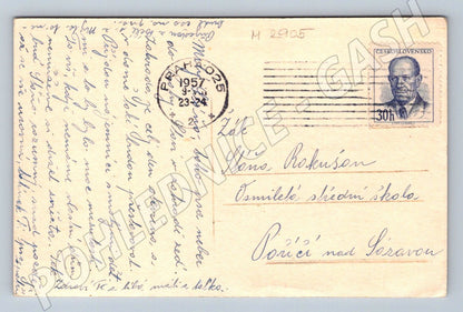 Postcard girl in folk costume with candle 1957 (M2905)