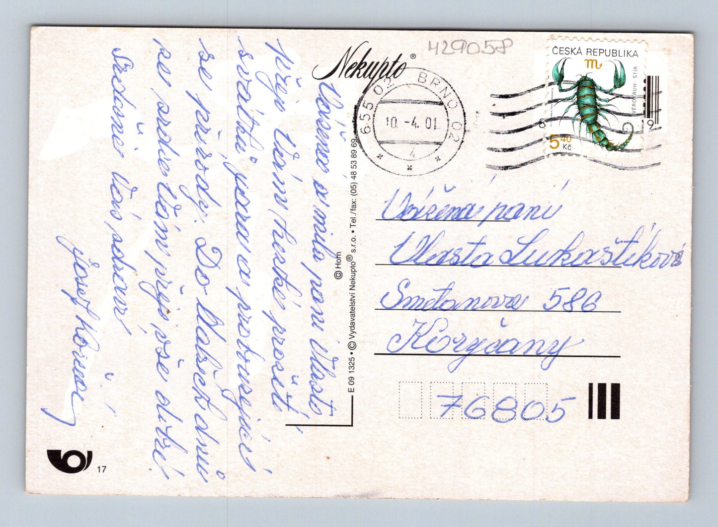 Pohlednice Velikonoční motiv káčata vejce 2001 (M29058)