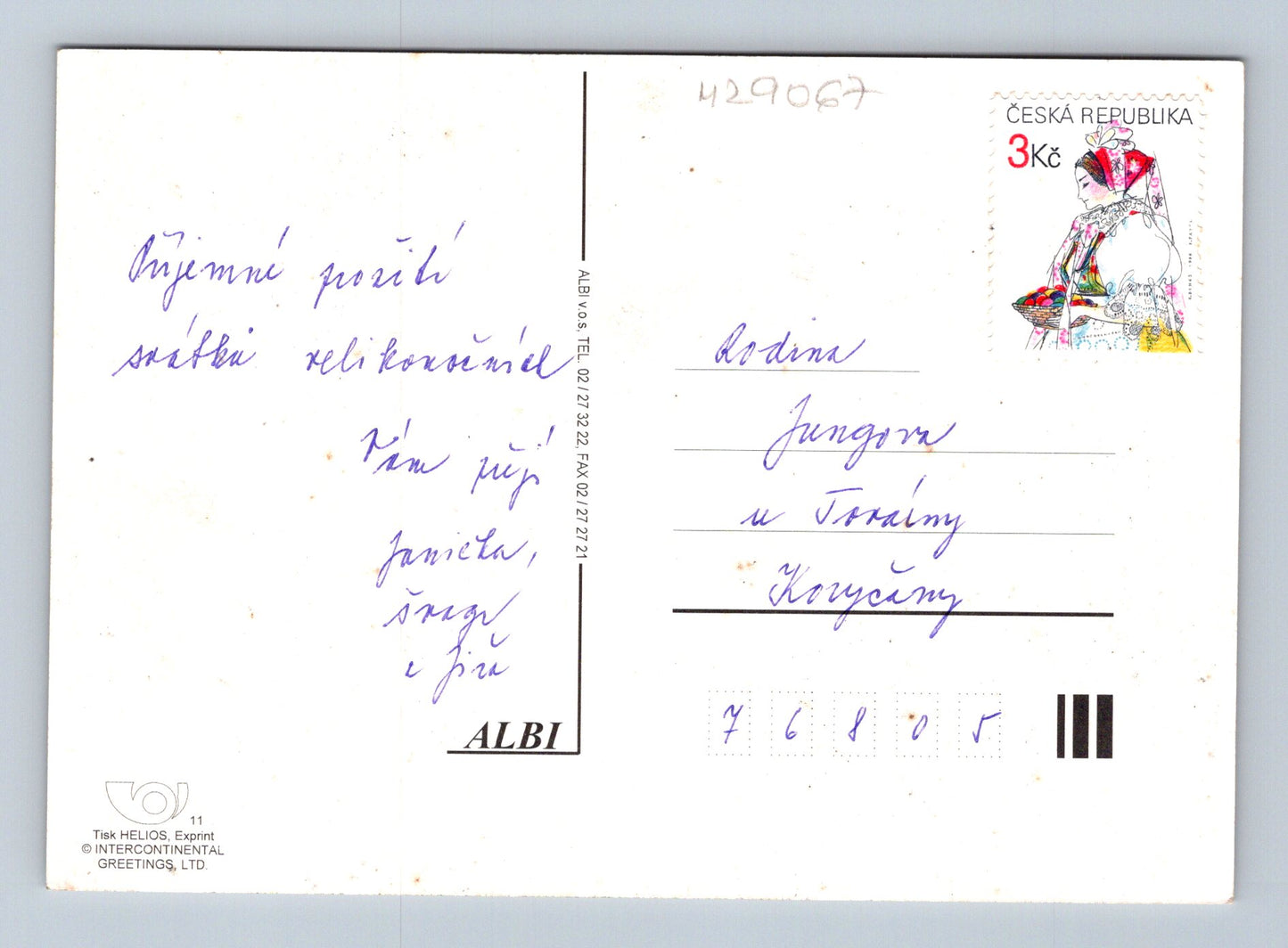 Pohlednice Velikonoční přání květiny a ptáčci (M29067)