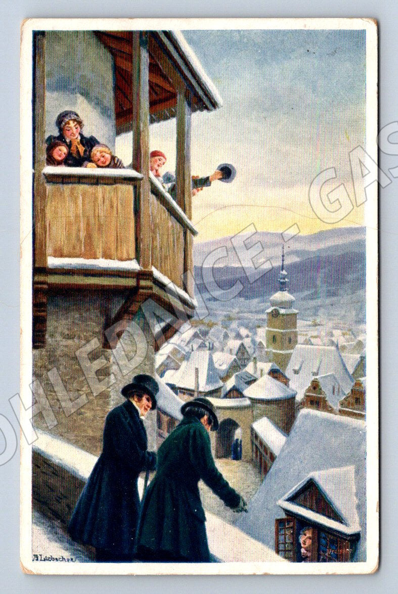 Postcard New Year's winter motif 1914 (M2907)