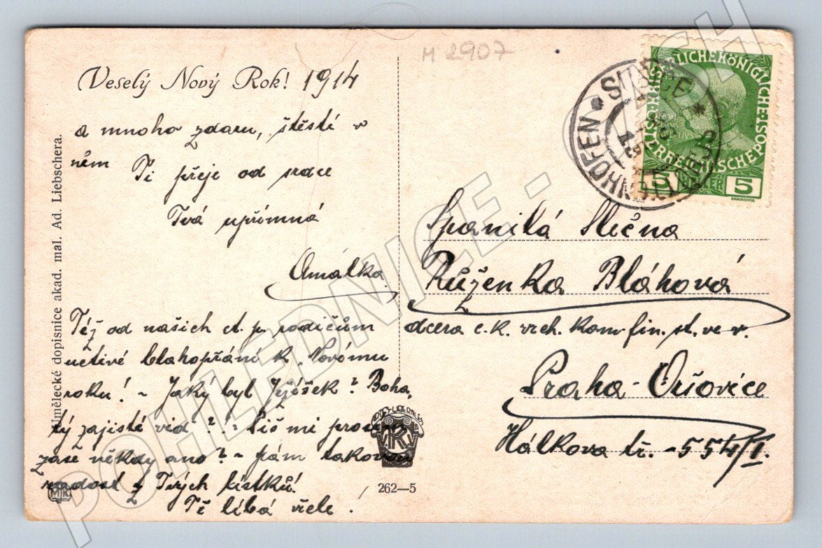 Postcard New Year's winter motif 1914 (M2907)